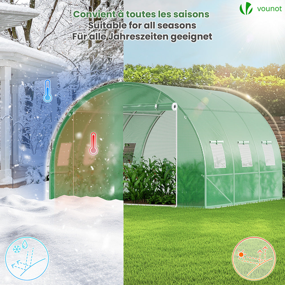 Serre De Jardin Tunnel 12m² En Acier Galvanisé - 4L X 3l X 2H M Fenetre Anti Moustiquaire Porte Enroulable Barre Anti Tempete 6808f99cfa30381580ab6b78