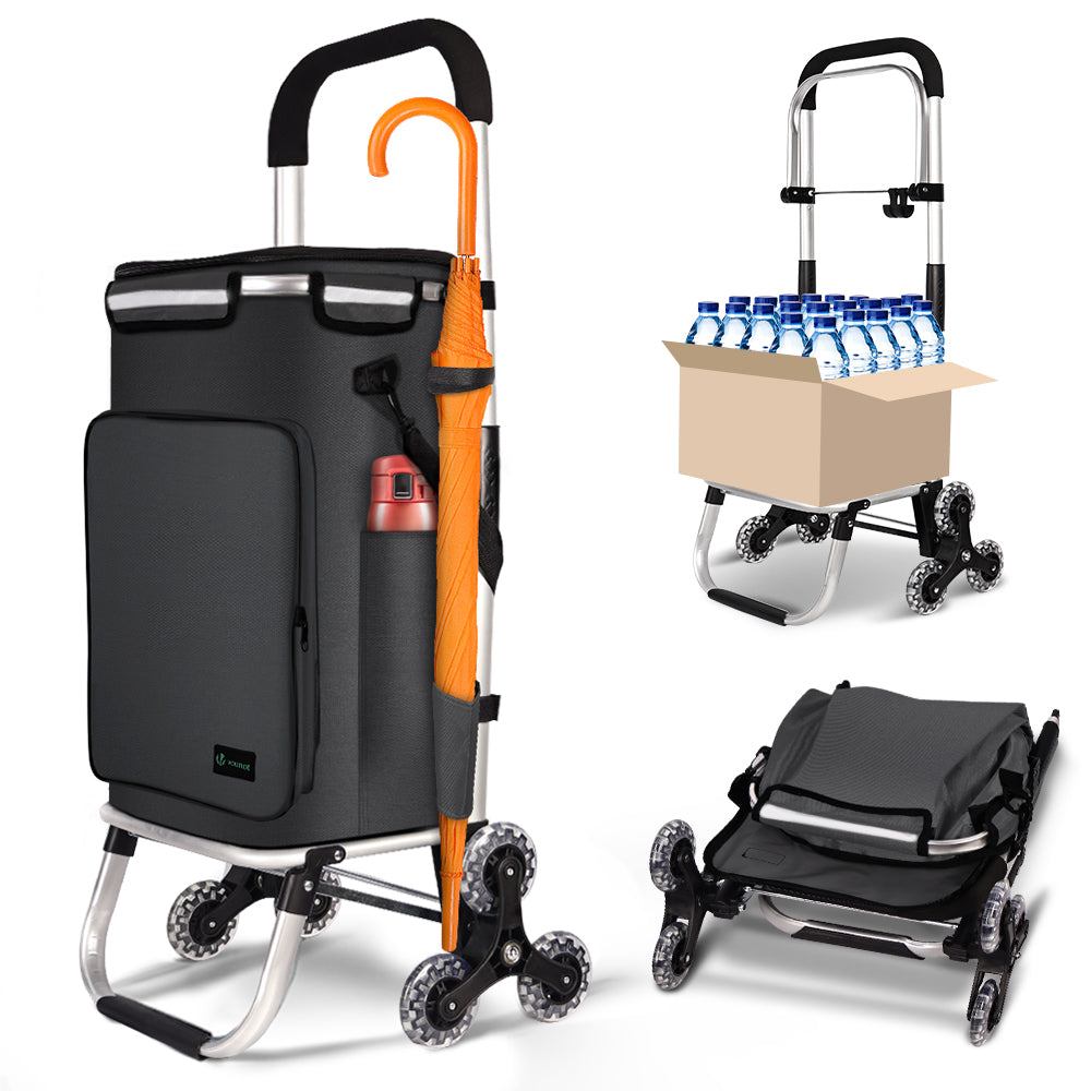 Chariot à Dos Pliable Avec Roues Silencieuses Pour Monter Les Escaliers, Cadre Aluminium, Charge 35 Kg – Pour Sacs De Voyage, école, Courses