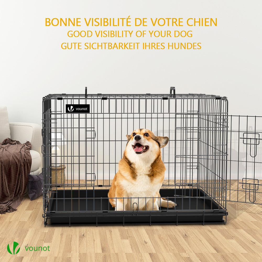 Housse de cage pour chien sur mesure effet laine chevrons neutre -   France