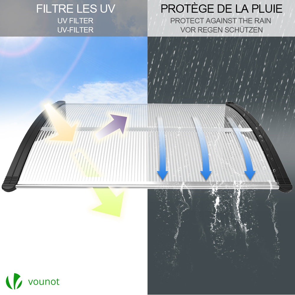 Marquise De Porte Exterieur EINFEBEN Auvent Pour Porte D'entrée - 150 X 100 Cm - En Polycarbonate Transparent - 5 Mm Maison Pluie Marquise De Porte Exterieur EINFEBEN Auvent Pour Porte D'entrée - 150 X 100 Cm - En Polycarbonate Transparent - 5 Mm Maison Pluie