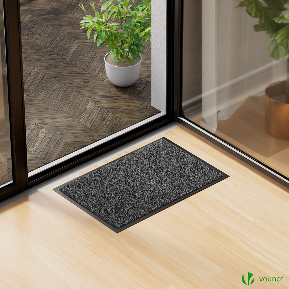 Tapis De Porte Buhai Ultra-plat 5mm - 80x160cm - Antidérapant, Absorbant Et Résistant Aux Intempéries - Pour Intérieur Et Extérieur (Noir)