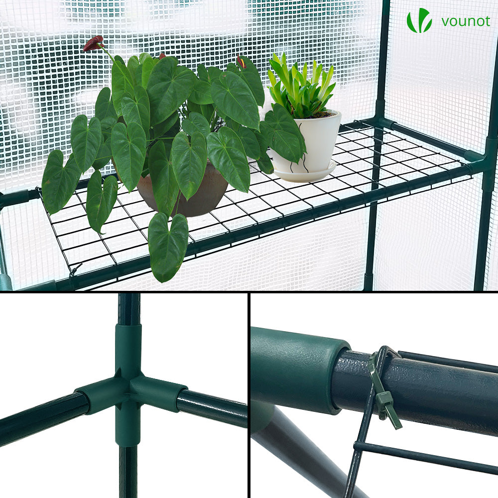 Serre De Jardin Ohuhu 3 Niveaux - 143x143x195cm Avec 12 étagères Et Bâche PVC Renforcée