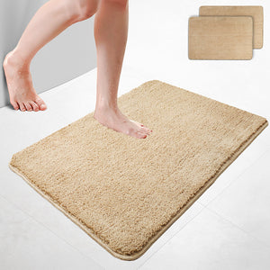 Lot de 2 Tapis de Bain Antidérapant microfibre 60x90 beige
