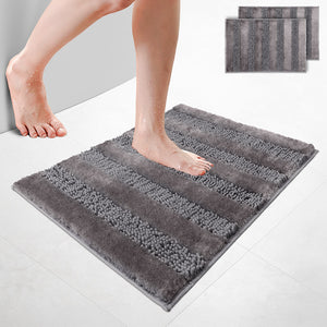 Lot de 2 Tapis de Bain Antidérapant chenille microfibre 50x80 gris