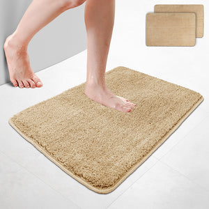Lot de 2 Tapis de Bain Antidérapant microfibre 50x80 beige