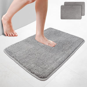 Lot de 2 Tapis de Bain Antidérapant microfibre 50x80 gris