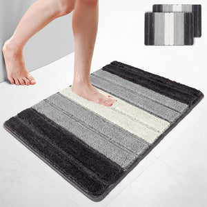 Lot de 2 Tapis de Bain Antidérapant microfibre motif dégradé 60x90 gris