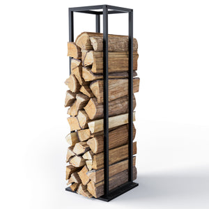 Range bûche vertical pour cheminée 33x33x112cm acier noir - VOUNOT FR