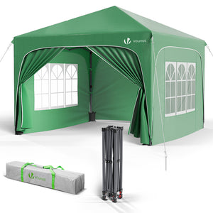 Tonnelle de jardin Arquee 3x3m Pliable avec porte et fenetre amovible vert