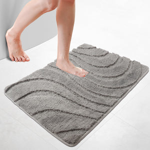 Tapis de Bain Antidérapant microfibre motif ondulé 60x90 gris