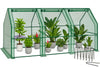 Mini Serre de jardin avec 3 portes enroulables bache PE renforcee 135g/m2 270x90x90cm Vert