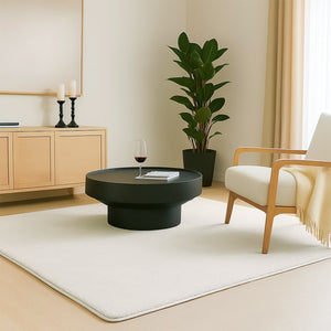 Tapis de salon poils ras doux antiderapant 240x340cm uni crème