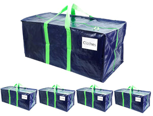 Lot 5 sacs de demenagement grand format avec sangles et poignee bleu