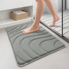 Lot de 2 Tapis de Bain Antidérapant microfibre motif ondulé 60x90cm gris - VOUNOT FR