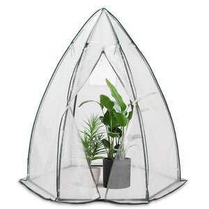 Serre de jardin hivernage dome avec bache PE 160x160x180cm Blanc - VOUNOT FR