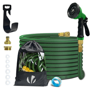 Tuyau d’Arrosage Extensible 15m Renforce avec Accessoires vert - VOUNOT FR