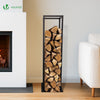 Range bûche vertical pour cheminée 33x33x112cm acier noir - VOUNOT FR