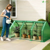 Mini Serre de jardin avec 3 portes enroulables bache PE renforcee 135g/m2 270x90x90cm Vert