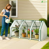 Mini Serre de jardin avec 3 portes enroulables bache PE renforcee 135g/m2 270x90x90cm Blanc