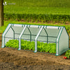Mini Serre de jardin avec 3 portes enroulables bache PE renforcee 135g/m2 270x90x90cm Blanc
