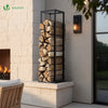 Range bûche vertical pour cheminée 33x33x112cm acier noir - VOUNOT FR