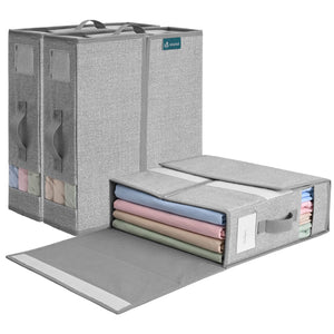 Lot de 3 Sacs de Rangement Drap de Lit Pliable 38,5x33x12cm Gris - VOUNOT FR