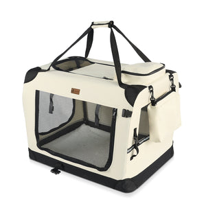 Sac transport pliable chien chat caisse cage portable 60x44x44cm beige - VOUNOT FR
