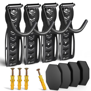 Lot de 4 supports de velo mural avec coussinets de protection noir