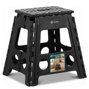 Tabouret pliant antiderapant 39x32x40 cm plastique noir - VOUNOT FR