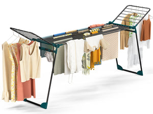 Etendoir a linge telescopique pliable extensible ailes hautes 284x55x122cm metal noir - VOUNOT FR