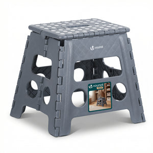 Tabouret pliant antiderapant 37x30x32.5 cm plastique gris - VOUNOT FR
