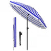 Parasol de jardin 2m avec ancrage sol et sac de transport Bleu blanc - VOUNOT FR