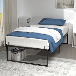 Cadre de lit metal avec fixation sommier et hauteur 36cm 90x190cm noir