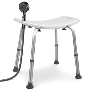 Siege de douche ergonomique a hauteur reglable en Aluminum HDPE blanc - VOUNOT FR