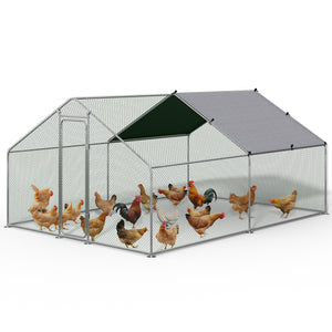 Enclos poulailler en metal galvanise et grillage avec bache PE 400x300x200cm - VOUNOT FR