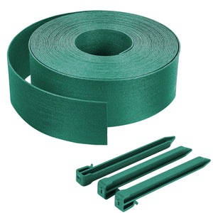 Bordure de jardin PE flexible 20M x 8 CM avec piquets vert - VOUNOT FR