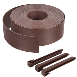 Bordure de jardin PE flexible 20M x 8 CM avec piquets marron - VOUNOT FR