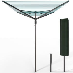 Etendoir a Linge Exterieur Rotatif avec housse de protection et Surface etendage 50m Gris