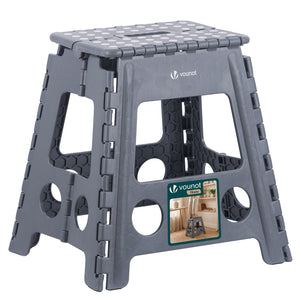 Tabouret pliant antiderapant 39x32x40 cm plastique gris - VOUNOT FR
