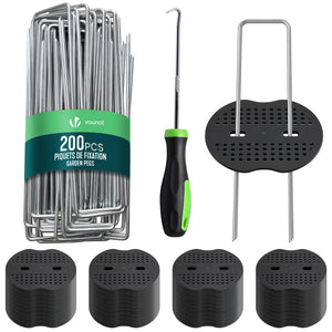 Lot de 200 piquets de fixation U 150x30mm avec 100 Rondelles de fixation plastique - VOUNOT FR