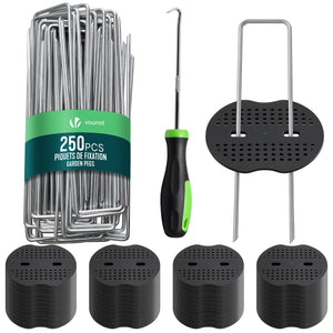 Lot de 250 piquets de fixation U 150x30mm avec 125 Rondelles de fixation plastique - VOUNOT FR