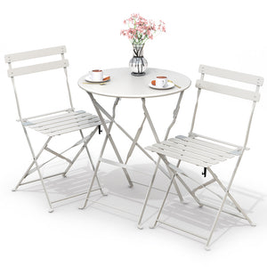 Ensemble bistro extérieur 1 table 2 chaises acier blanc - VOUNOT FR