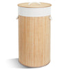 Panier a linge en bambou rond avec couvercle 58L