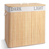 Panier a linge en bambou rectangulaire triple compartiments avec couvercle 150L