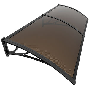 Auvent de porte marquise 200x80 cm transparent en Polycarbonate anti UV Marron - VOUNOT FR
