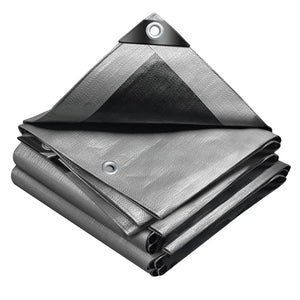 Bâche de Protection en Polyéthylène resistant et impermeable 240g/m² gris et noir 4x8m - VOUNOT FR