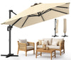 Parasol deporte inclinable Premium carre avec housse protection 3x3m Roma beige - VOUNOT FR