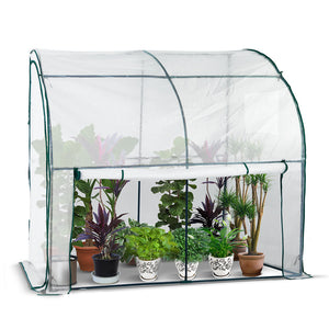 Serre de jardin hivernage murale adossee avec bache PE 200x100x180cm blanc - VOUNOT FR