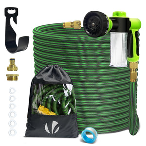 Tuyau d’Arrosage Extensible 30m avec Récipient Savon et accessoires vert - VOUNOT FR