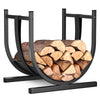 Range Buche Support a bois avec Sangle de Sécurité 41x37x39.5cm en Metal noir